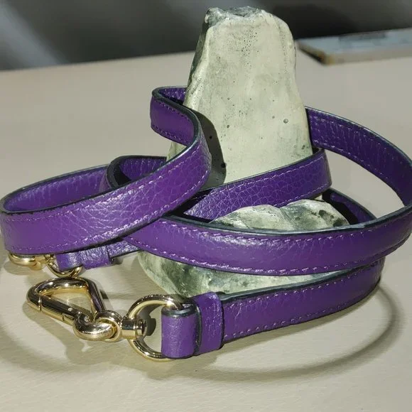 Coach Purple Leather Crossbody Strap Gold Tone Hardware Adjustable Length - Picture 3 of 6